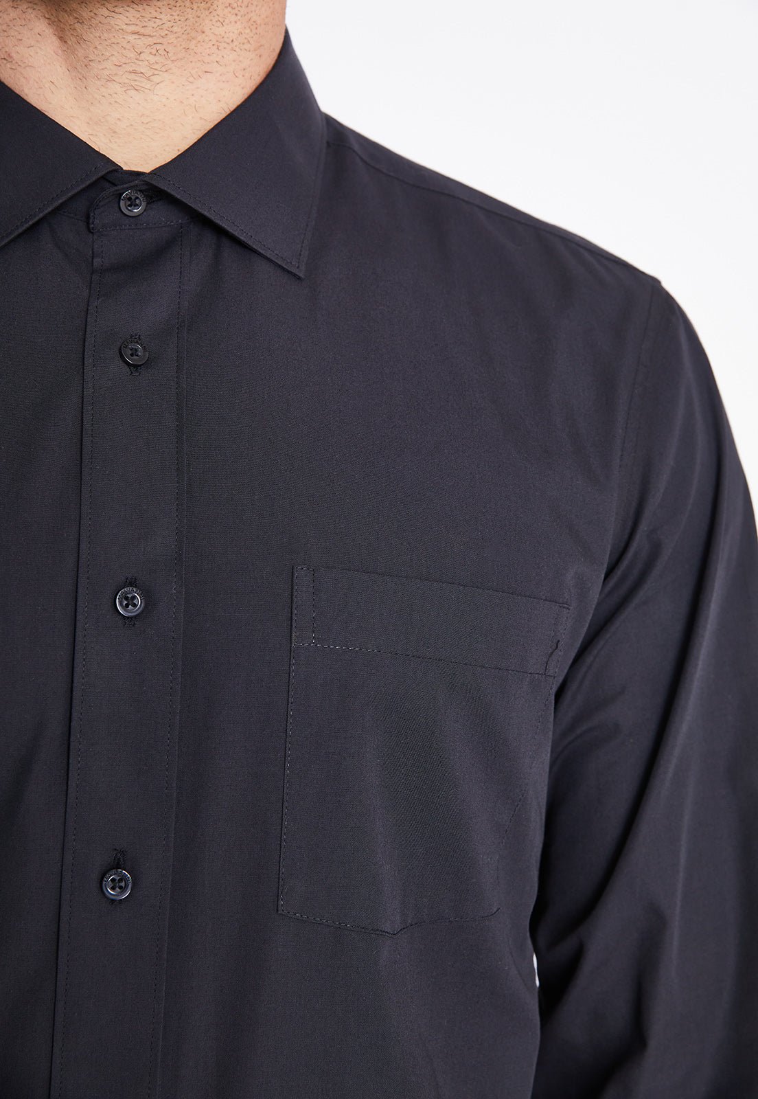 Camisa Formal Básica Lisa Regular Poplin Negro