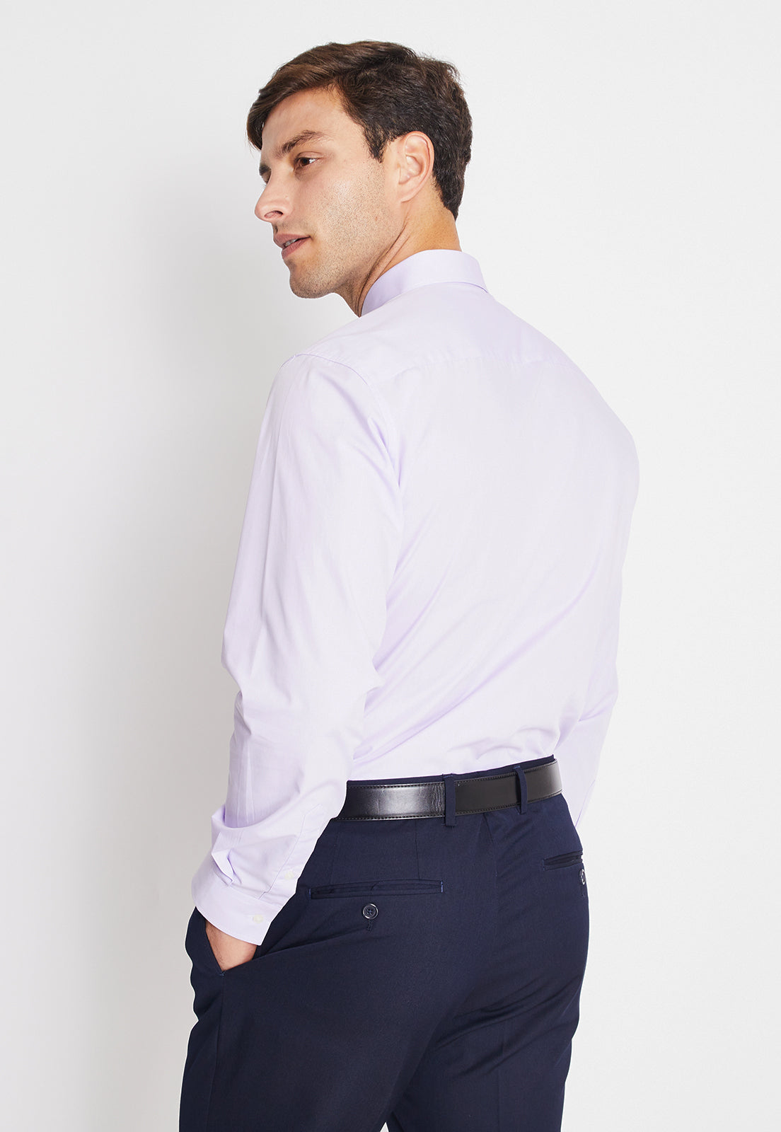 Camisa Formal Básica Lisa Regular Poplin Lila