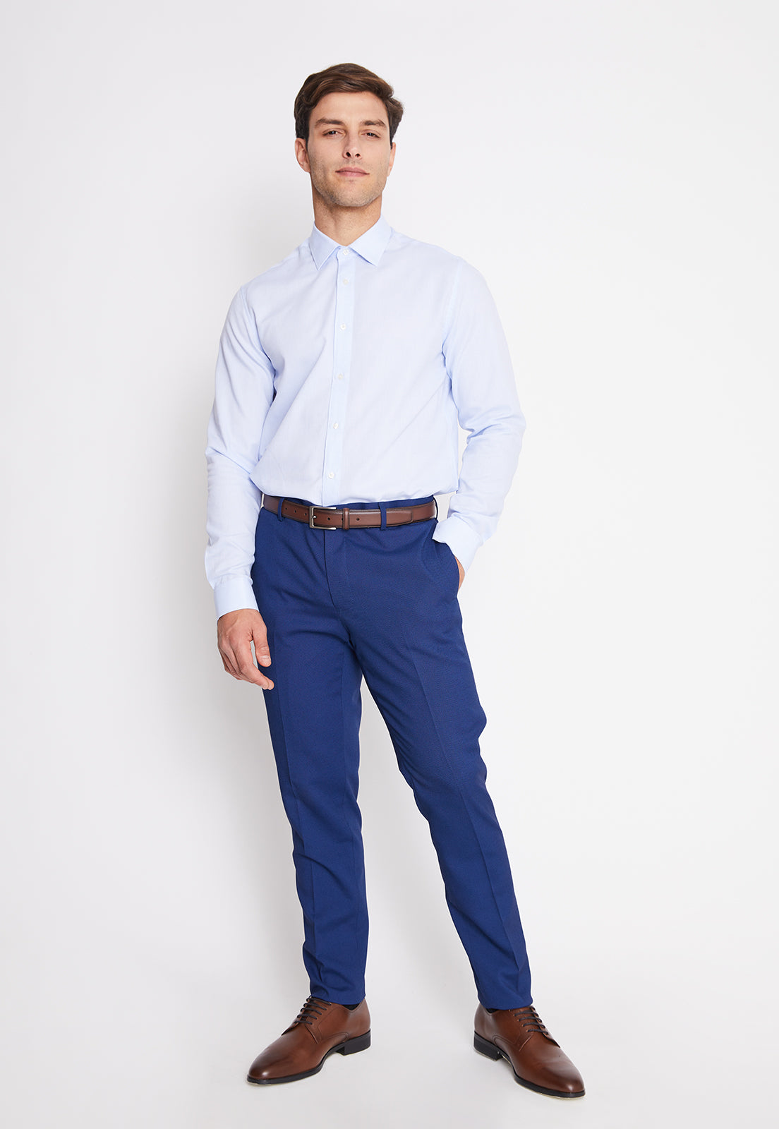 Camisa Formal Colección Slim Dobby Celeste