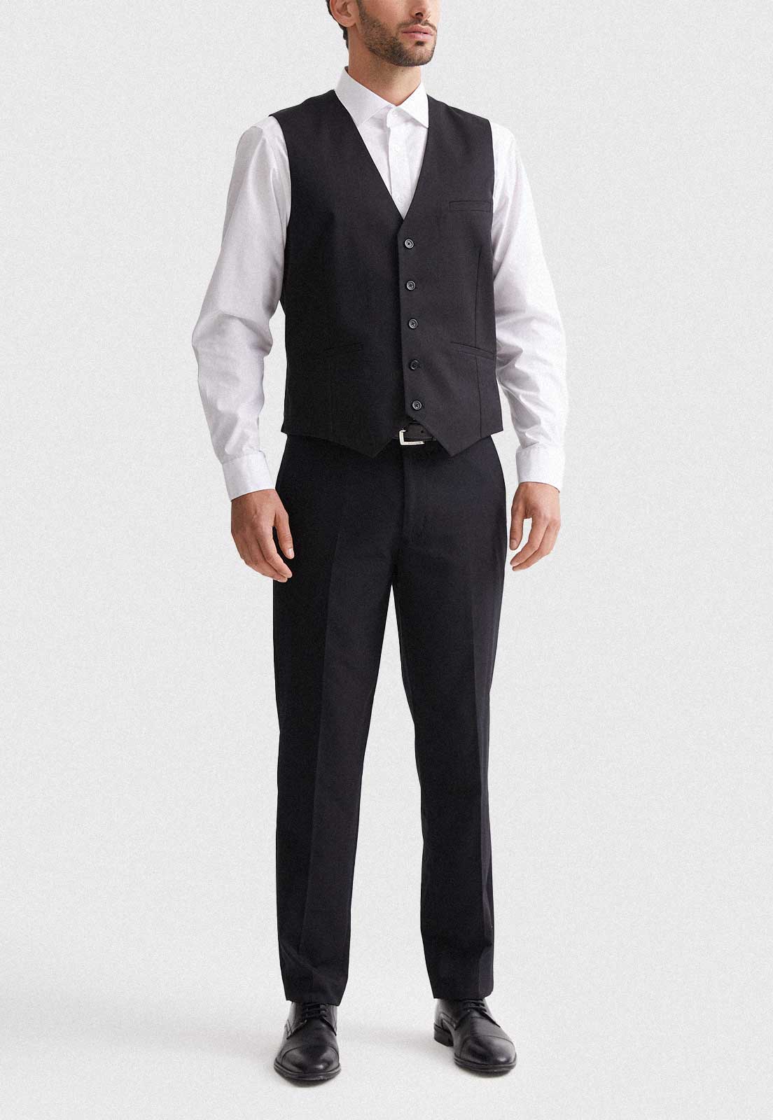 Gilet Formal Hombre Regular Twill Negro