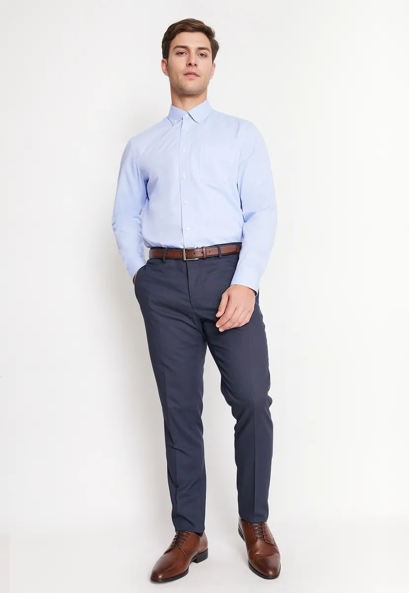Camisa Formal Hombre Regular Oxford Celeste