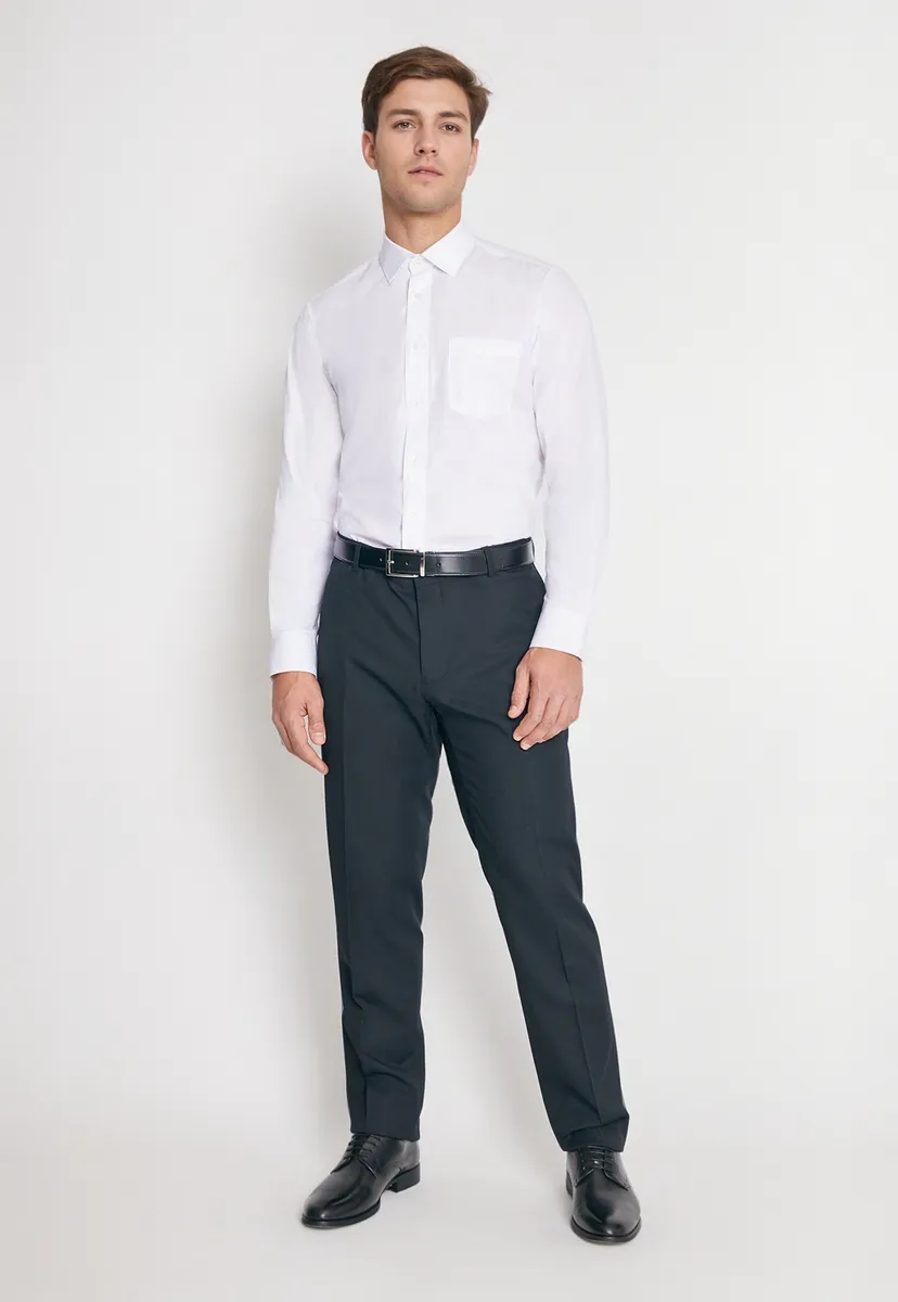 Camisa Formal Básica Lisa Regular Poplin Blanco