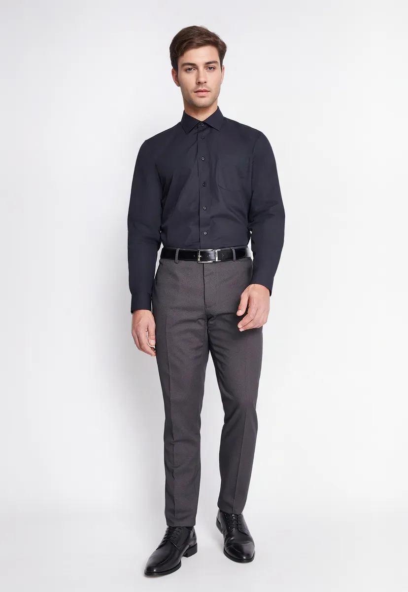 Camisa Formal Básica Lisa Regular Poplin Negro