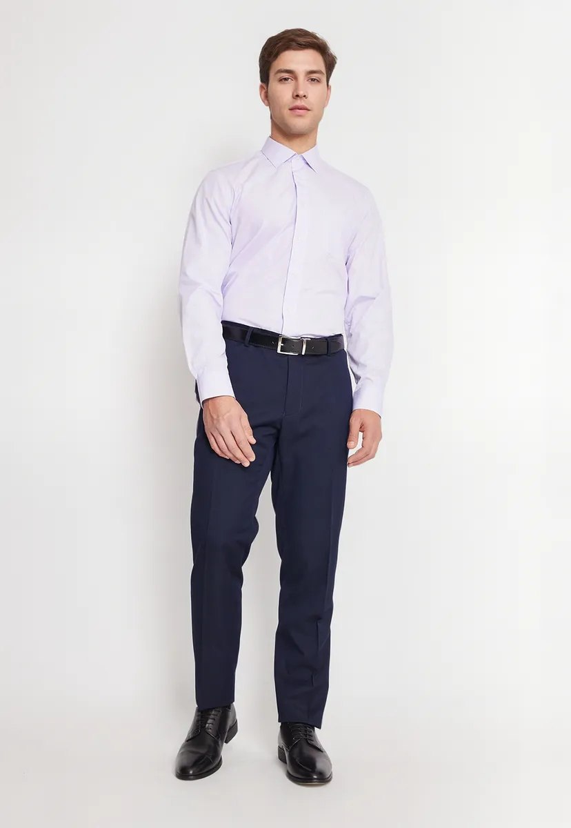 Camisa Formal Básica Lisa Regular Poplin Lila