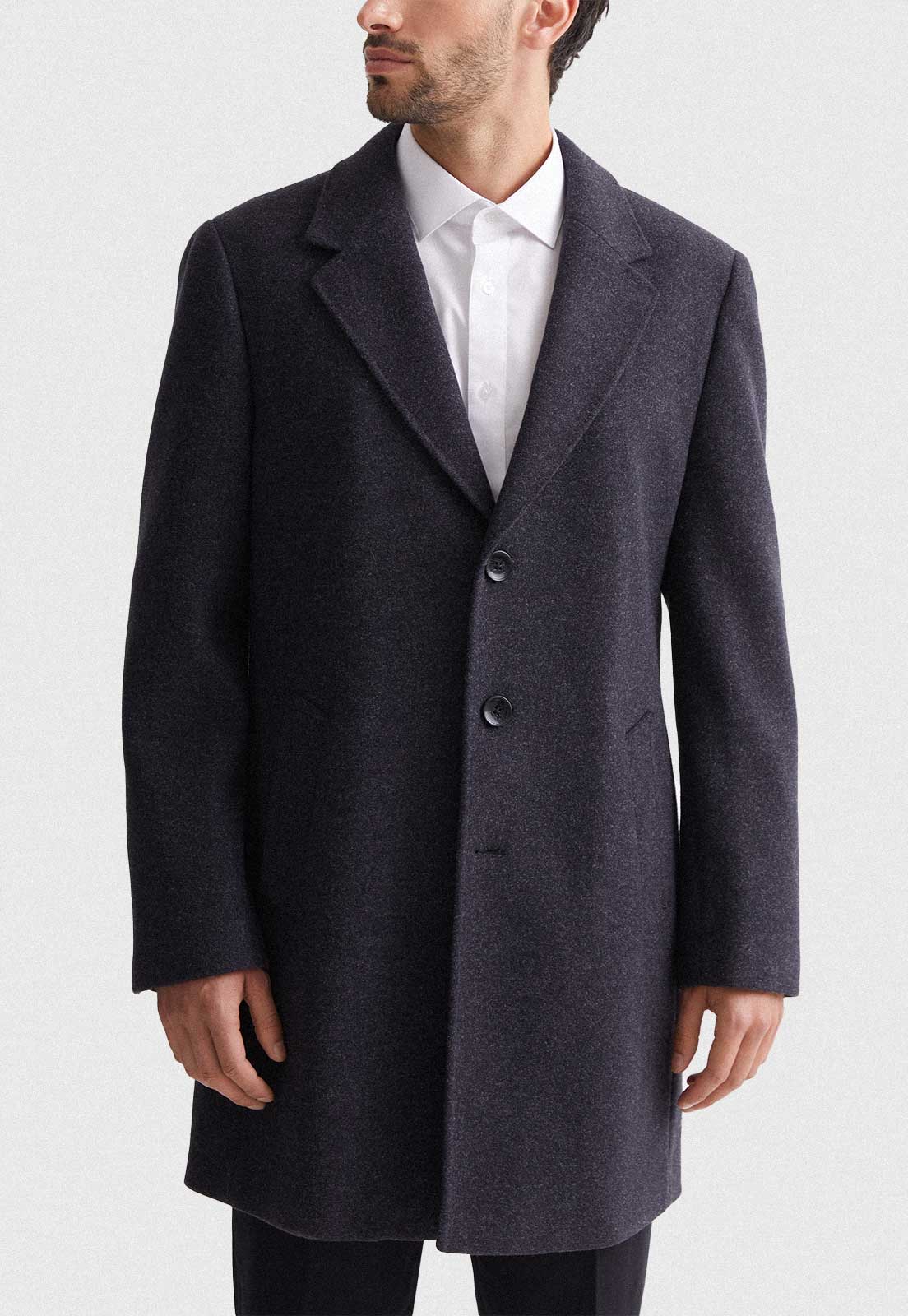 Abrigo Hombre Formal Gris Melange Mavianni