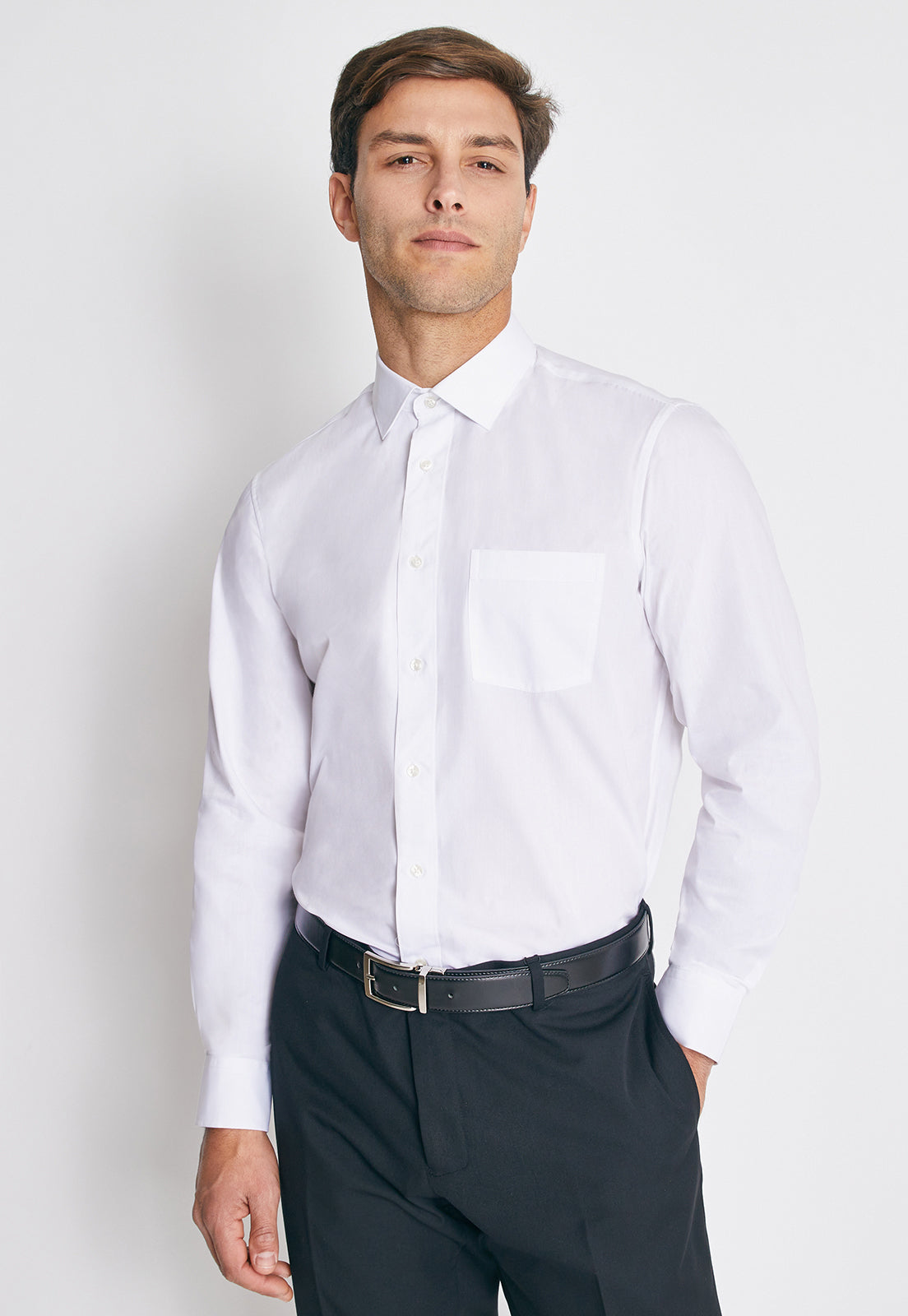 Camisa Formal Básica Lisa Regular Poplin Blanco