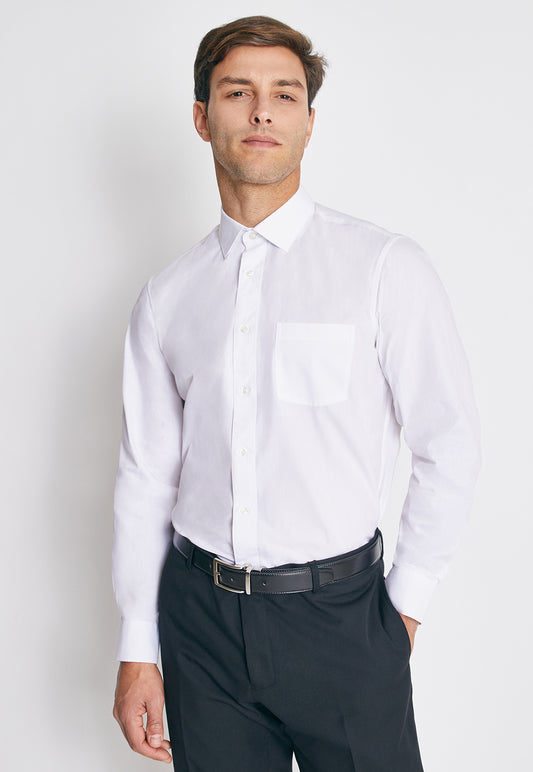 Camisa Formal Básica Lisa Regular Poplin Blanco