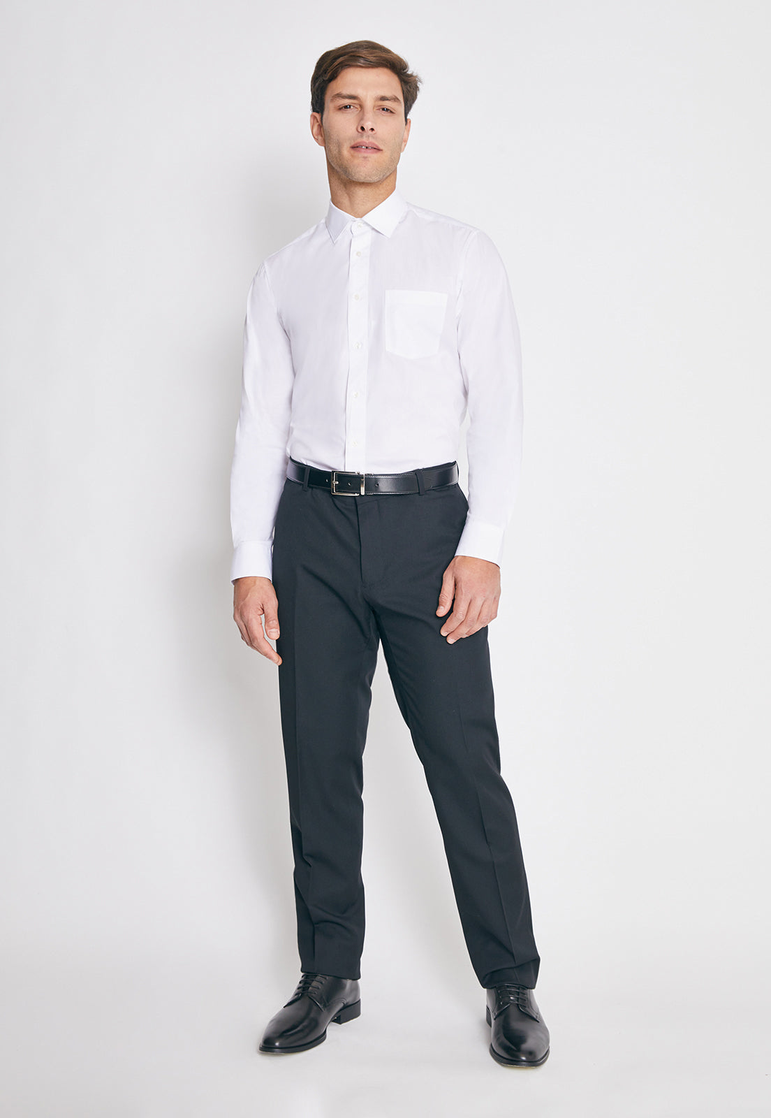 Camisa Formal Básica Lisa Regular Poplin Blanco