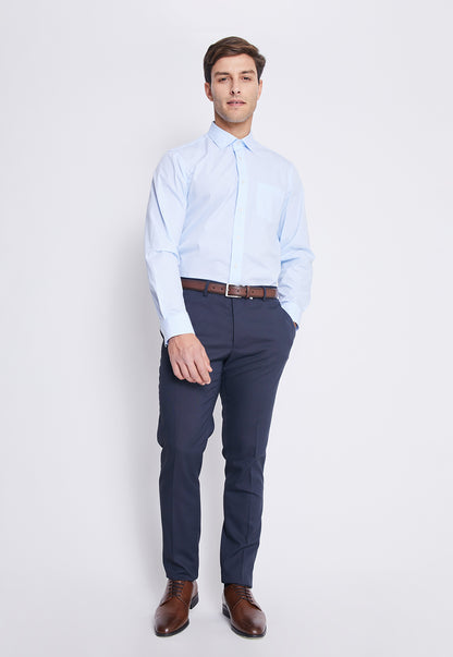 Camisa Formal Básica Lisa Regular Poplin Celeste