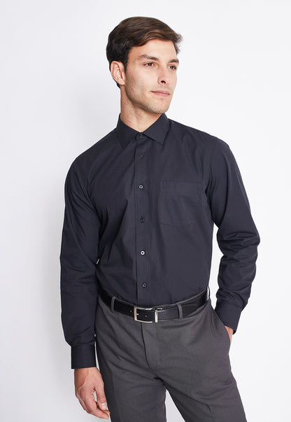 Camisa Formal Básica Lisa Regular Poplin Negro