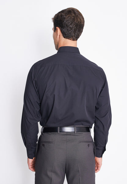 Camisa Formal Básica Lisa Regular Poplin Negro