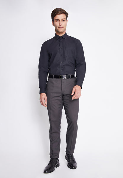 Camisa Formal Básica Lisa Regular Poplin Negro