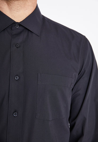 Camisa Formal Básica Lisa Regular Poplin Negro