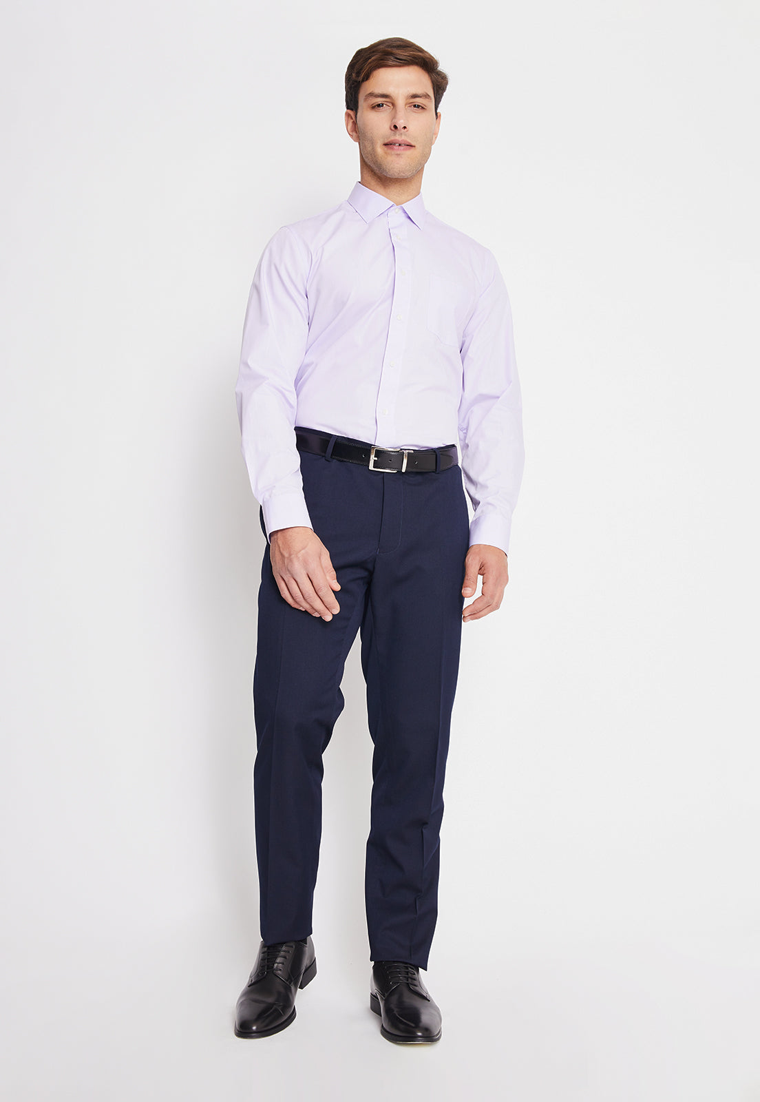 Camisa Formal Básica Lisa Regular Poplin Lila