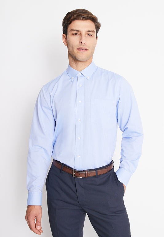 Camisa Formal Básica Oxford Regular Celeste