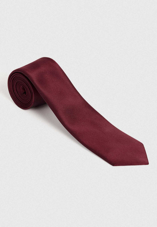 Corbata Hombre Formal Microfibra Liso Burdeo