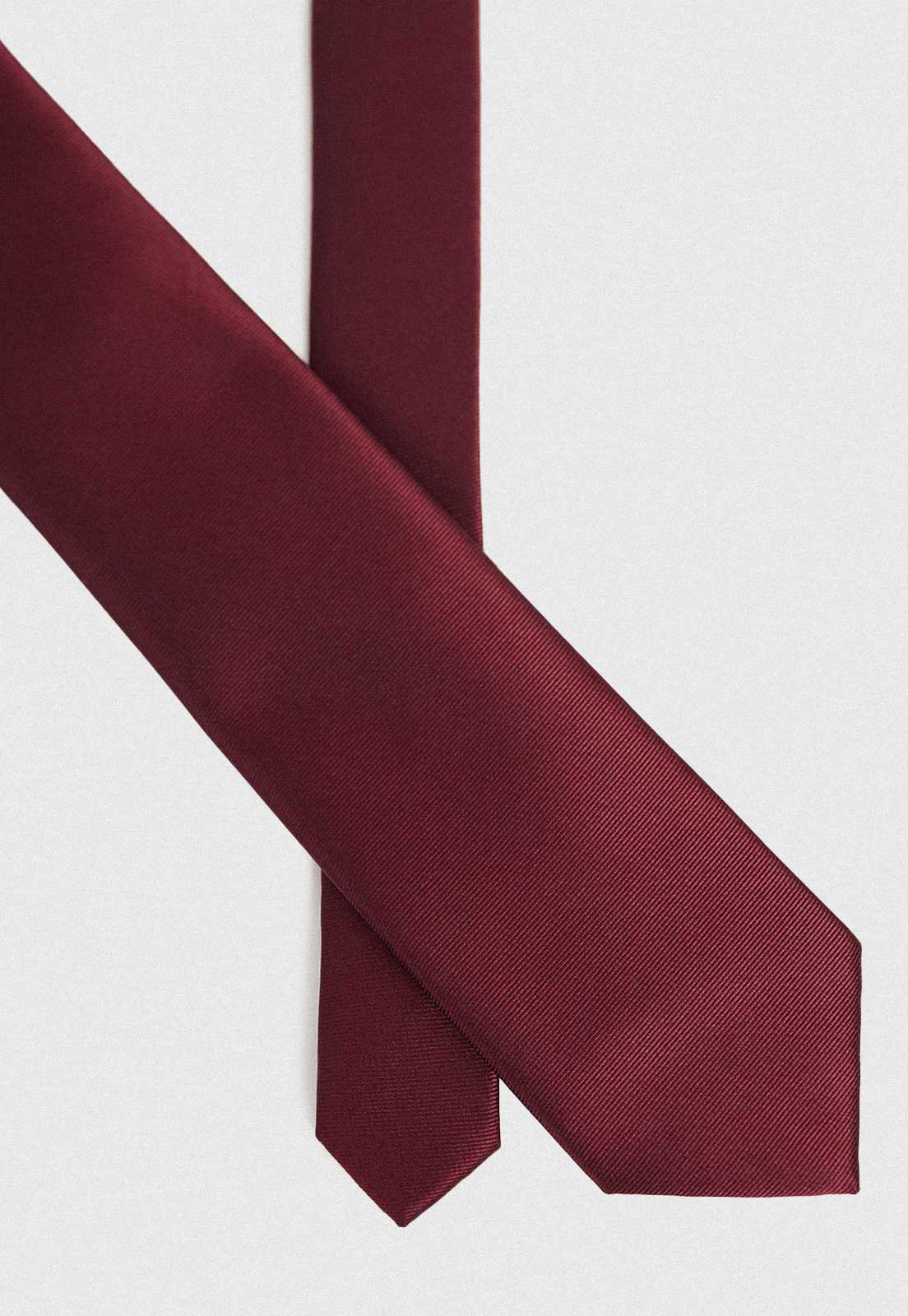 Corbata Hombre Formal Microfibra Liso Burdeo