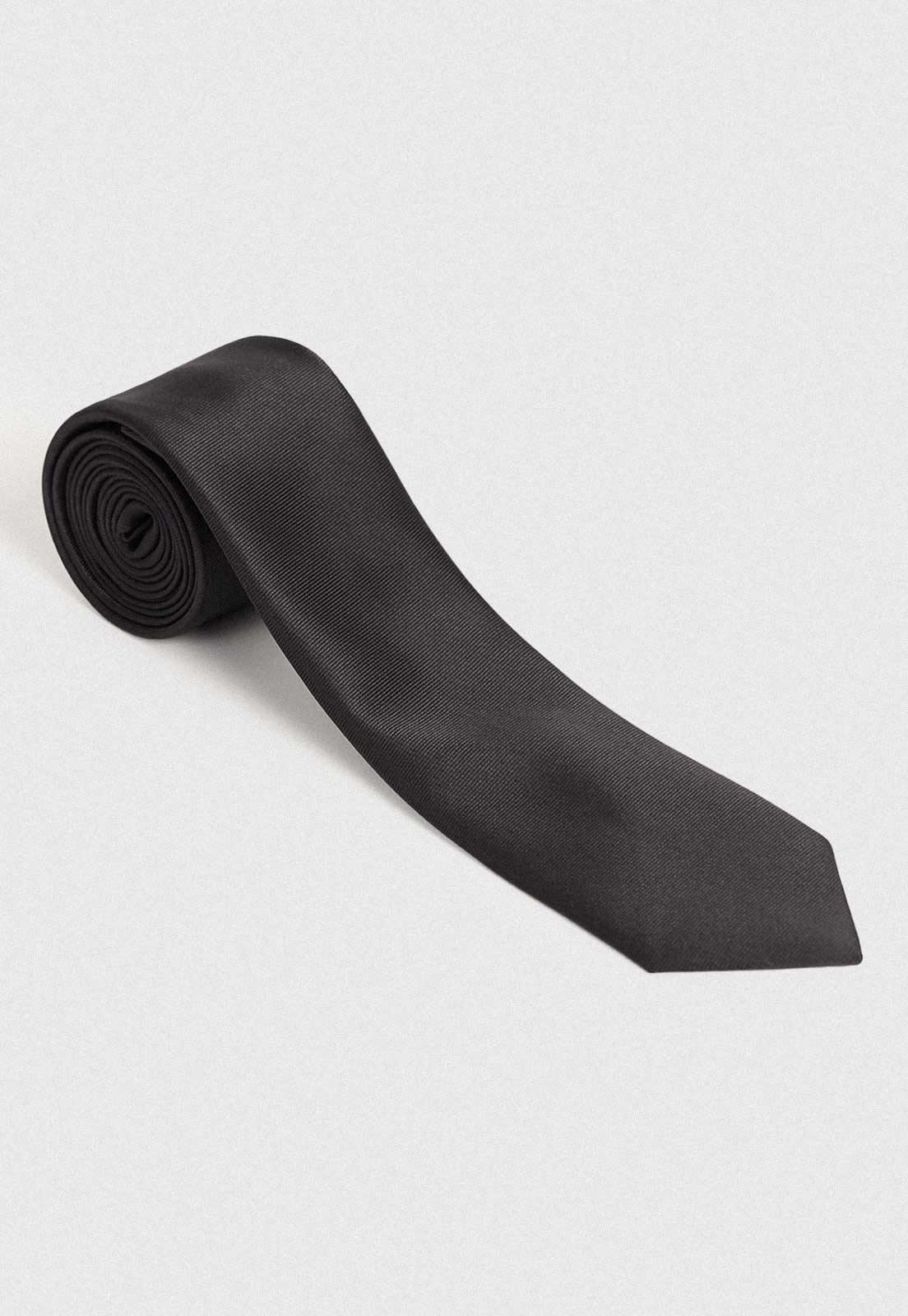 Corbata Hombre Formal Microfibra Liso Negro