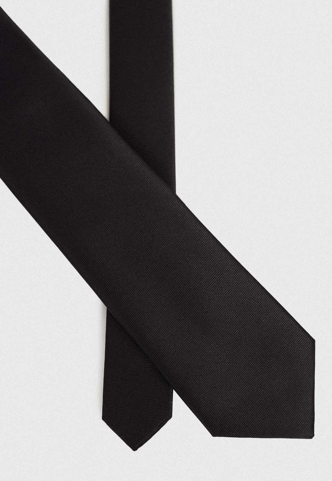 Corbata Hombre Formal Microfibra Liso Negro