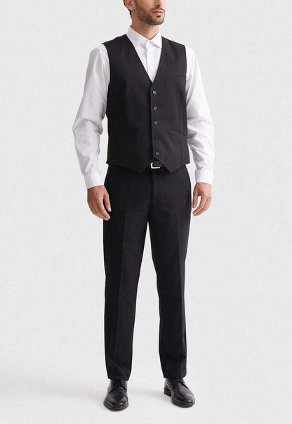 Gilet Formal Hombre Regular Twill Negro