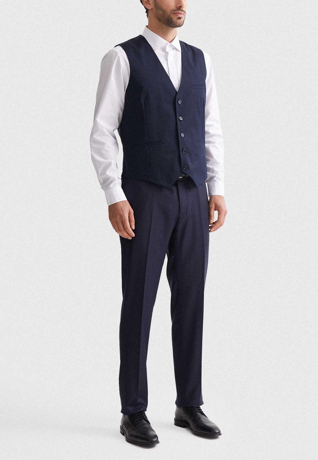 Gilet Formal Hombre Regular Twill Azul Marino