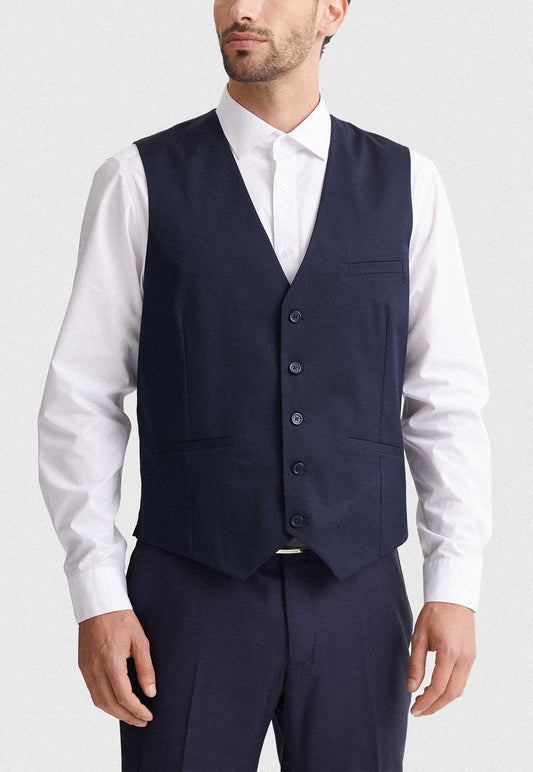 Gilet Formal Hombre Regular Twill Azul Marino