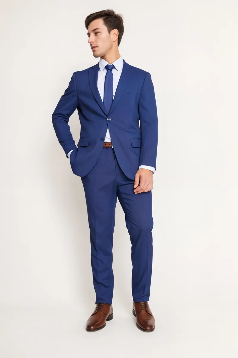 Traje Formal Hombre Slim Texturado Azul Medio