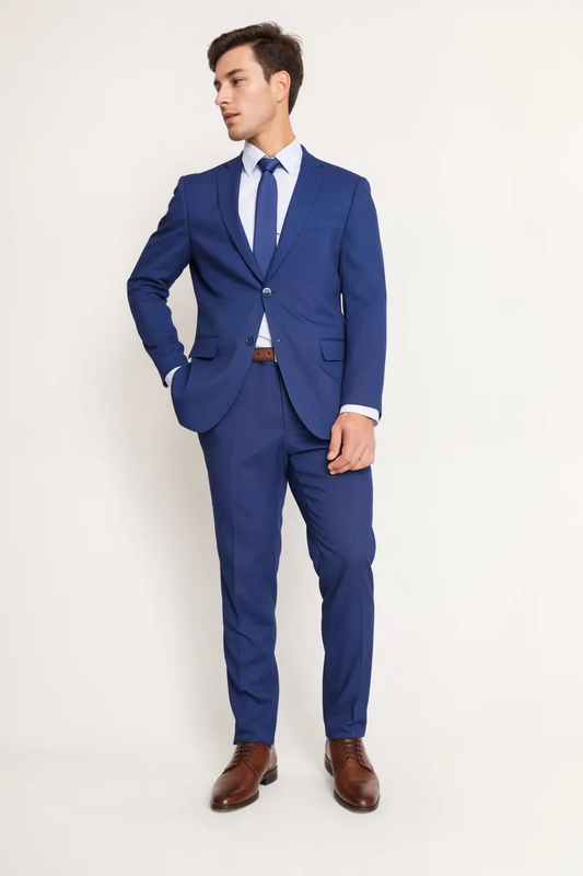 Traje Formal Hombre Slim Texturado Azul Medio