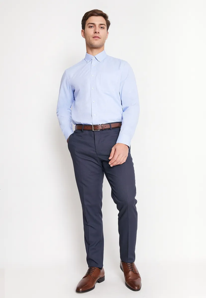 Camisa Formal Hombre Regular Oxford Celeste