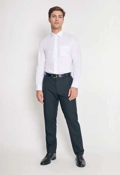 Camisa Formal Básica Lisa Regular Poplin Blanco